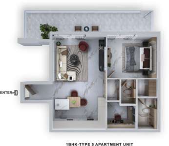 1 Bedroom Apartment with Study Type A