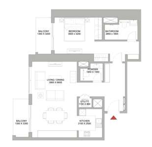 1 BEDROOM APARTMENT TYPE E (with powder room + balcony)