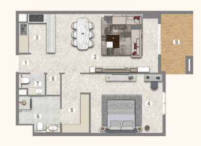 1 Bedroom Type E2
