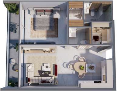 1 Bedroom Apartment with Study Type B