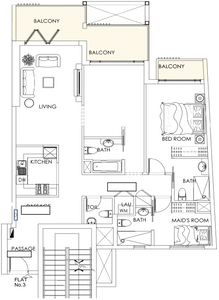 1 BR + Room + Maid 3