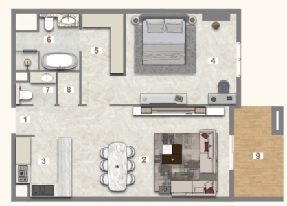1 Bedroom Type E1